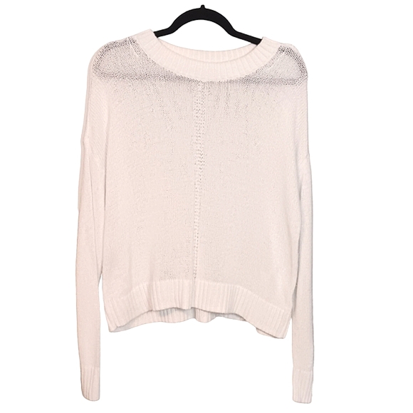 Banana Republic White Oversized Crew Neck Sheer Knit Sweater Size Med - Picture 11 of 12